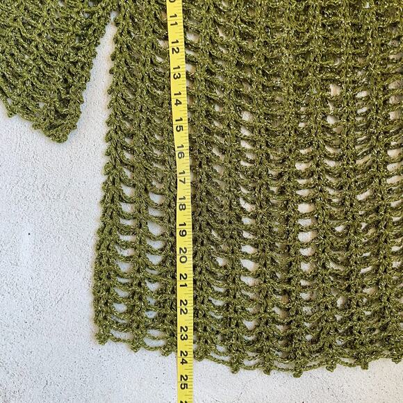 Vintage Green Open Weave Crochet Top M Handmade Boho Fairy Whimsigoth Goblin - Picture 5 of 7
